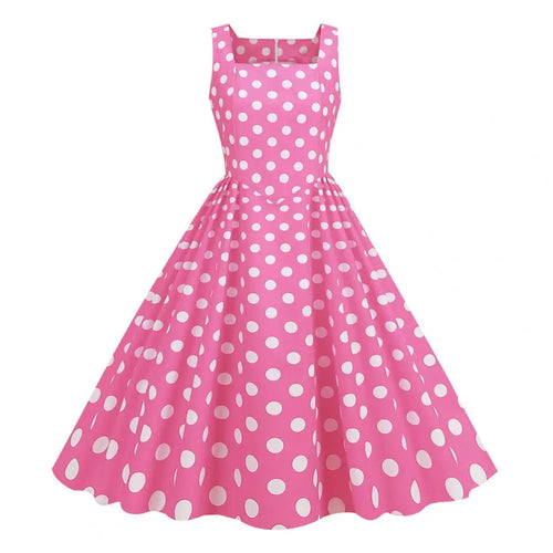 Women Party Dress Vintage-inspired A-line Midi Dress with Square Neck