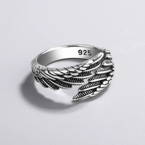 Silver Color Hip Hop Vintage Couples Creative Wings Open Rings For
