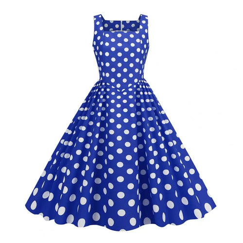 Women Party Dress Vintage-inspired A-line Midi Dress with Square Neck