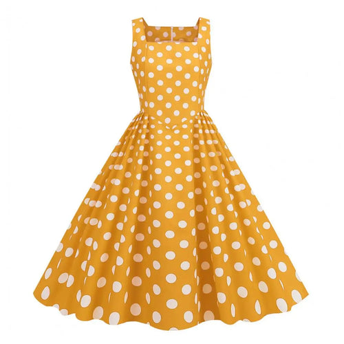 Women Party Dress Vintage-inspired A-line Midi Dress with Square Neck