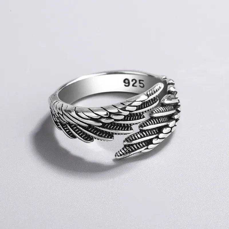 Silver Color Hip Hop Vintage Couples Creative Wings Open Rings For