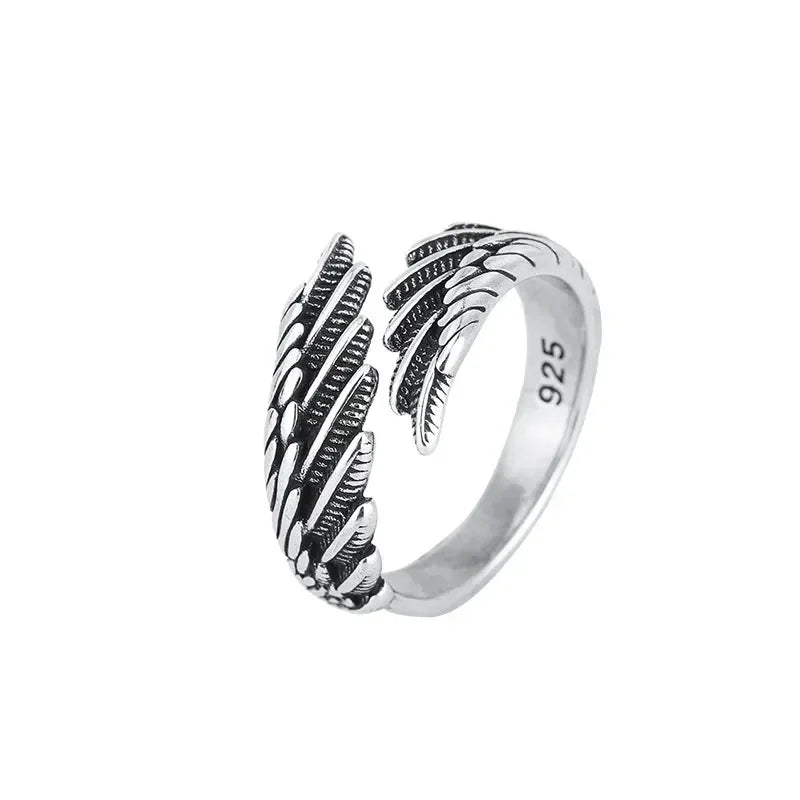 Silver Color Hip Hop Vintage Couples Creative Wings Open Rings For