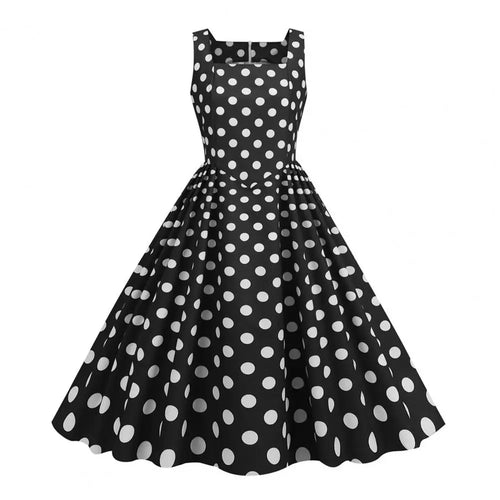Women Party Dress Vintage-inspired A-line Midi Dress with Square Neck