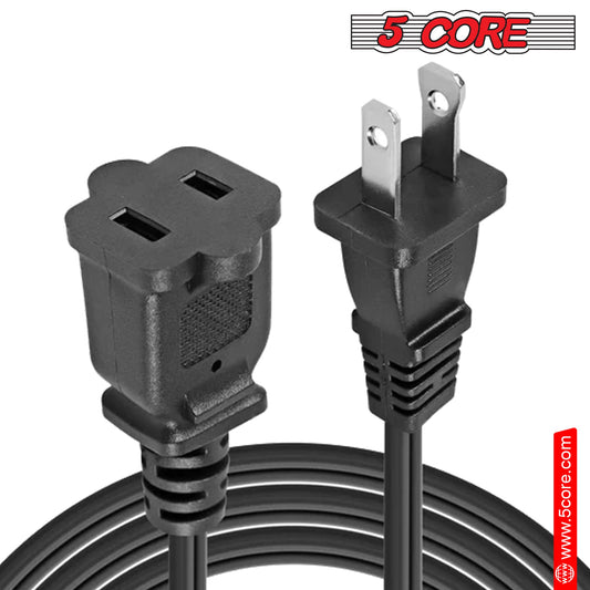 5Core AC Power Cord 15 Ft US Polarized Male to Female 2 Prong