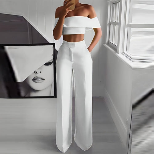 Women Wide Leg Pants Two Piece Set