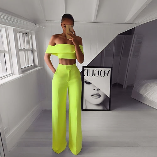 Women Wide Leg Pants Two Piece Set