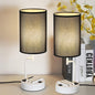 Table Lamp with 3 USB Charging Ports, Modern Desk Lamp with AC Outlet