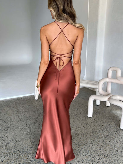 Sweetheart Mermaid Satin Dress | Satin Mermaid Dress Women - Backless