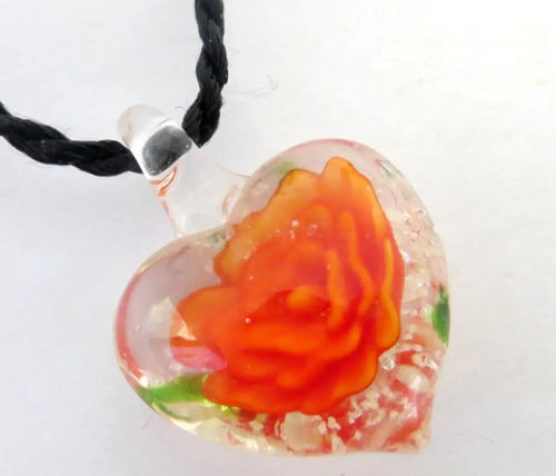 New Handmade Murano Lampwork Glass Colorful Heart Flower Pendant Fit