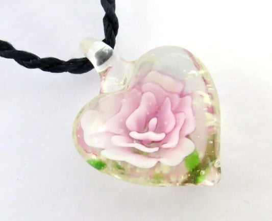 New Handmade Murano Lampwork Glass Colorful Heart Flower Pendant Fit