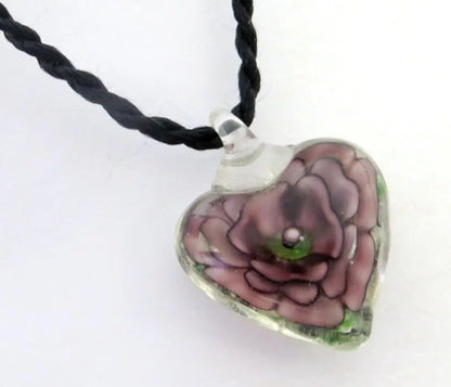 New Handmade Murano Lampwork Glass Colorful Heart Flower Pendant Fit