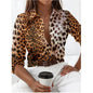 2024 New Leopard Print Pattern Long Sleeve Shirt For Womens Loose