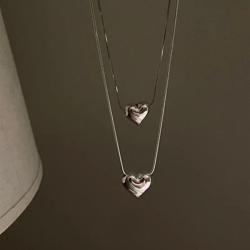 European and American Hip Hop Simple Metal Peach Heart Pendant