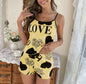 Women's Heart Print Summer Sleepwear Cami Top and Shorts Night Sleep