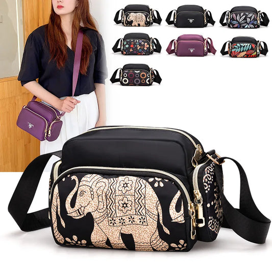 Women's crossbody bag, multi-layer mobile phone bag, nylon canvas bag,