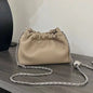 Hot Sale Silver Ball Chain Genuine Leather Small Bucket Bag Fashion