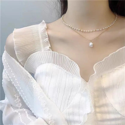 European Vintage Beaded Pearl Choker Necklace for Women Girls Simple