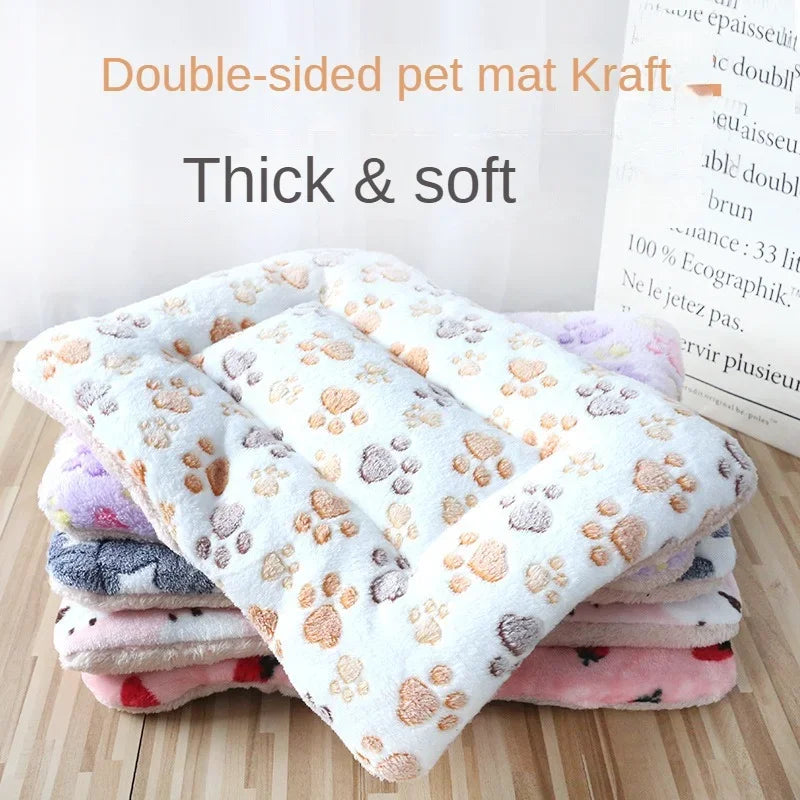 "Reversible Plush Pet Mat: Cozy Bed & Blanket for Cats and Small Dogs"