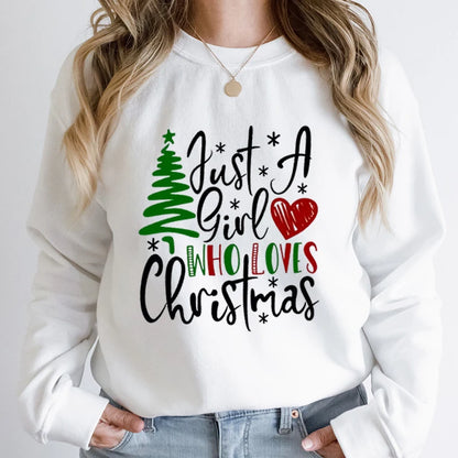 Just A Girl Who Loves Christmas Print Pullovers Women Fashion Pure