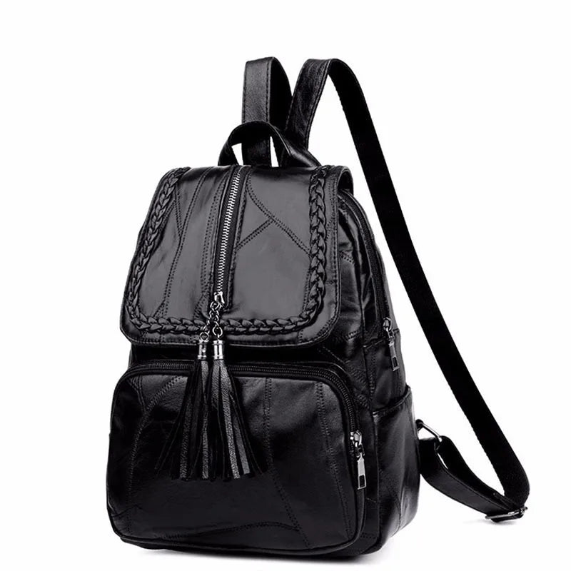 New Fashion Leisure Women's Simple Backpack Travel Soft Pu Leather