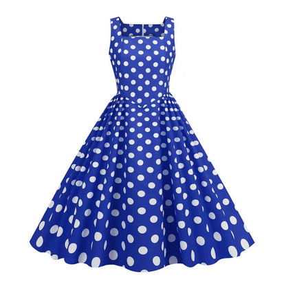 Women Party Dress Vintage-inspired A-line Midi Dress with Square Neck