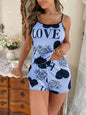 Women's Heart Print Summer Sleepwear Cami Top and Shorts Night Sleep