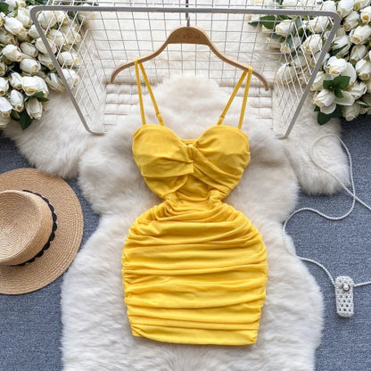 Sexy Solid Print Pleated Off Shoulder Mesh Slip Dress Chic Evening