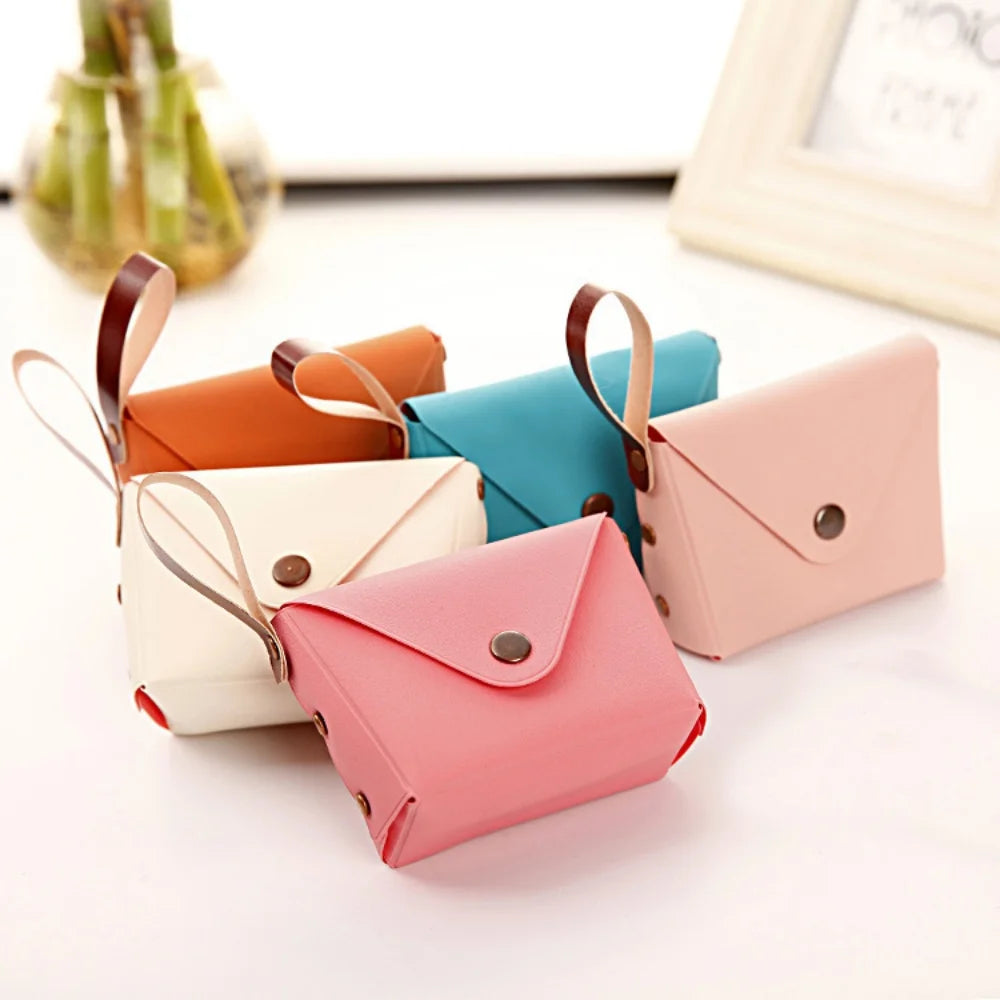 Korean Creative Ins Keychain Bag PU Leather Coin Purse Hand Strap Cute