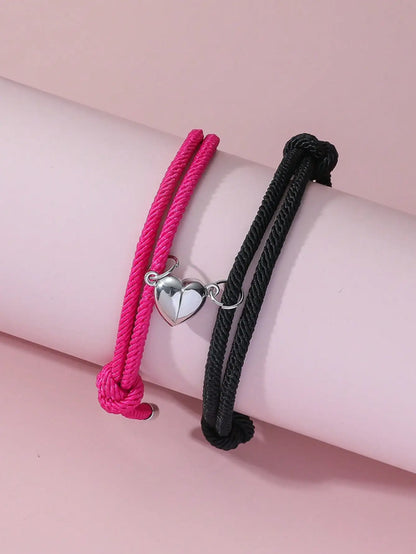 2 Piece Color Black White Hand Rope Love Magnetic Couple Good Friend