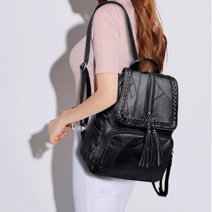 New Fashion Leisure Women's Simple Backpack Travel Soft Pu Leather