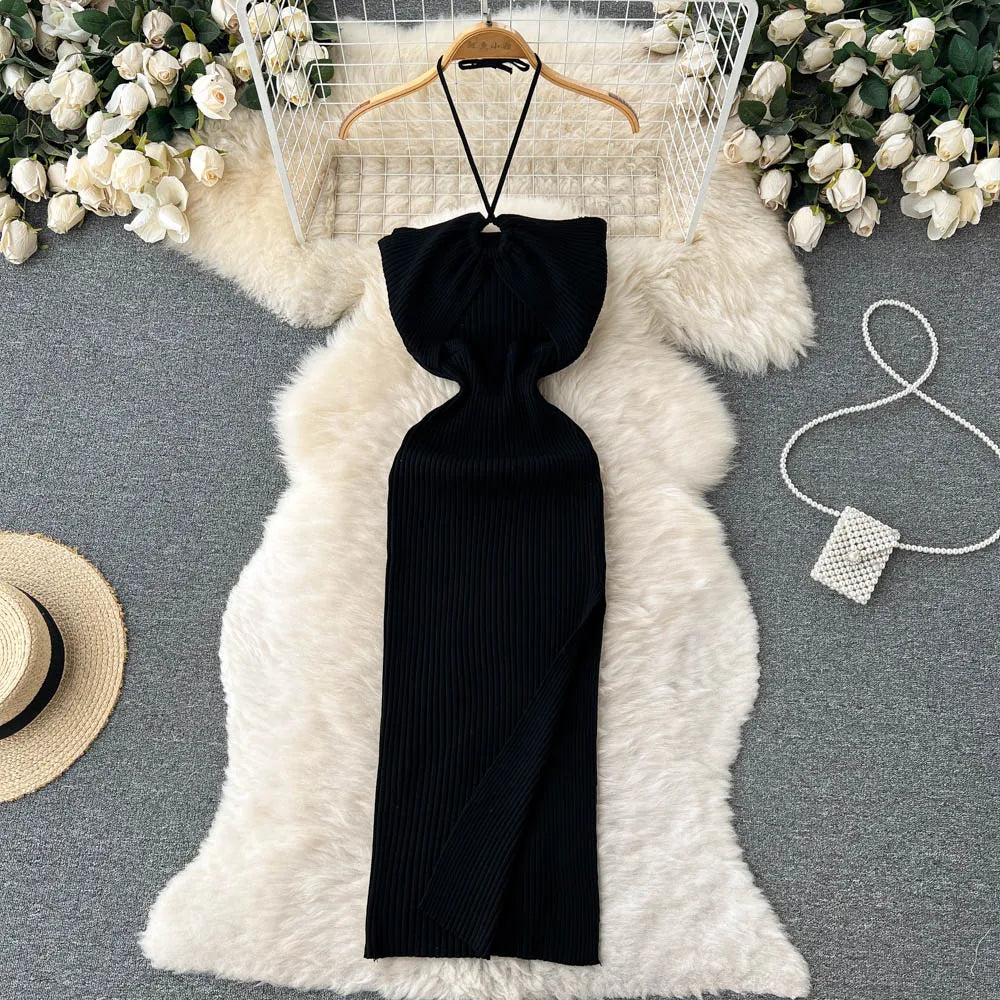 YuooMuoo Chic Fashion Sexy Package Hips Split Knitted Summer Dress