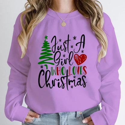 Just A Girl Who Loves Christmas Print Pullovers Women Fashion Pure