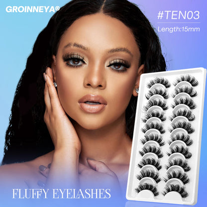 GROINNEYA 5/10 pairs 3D Mink Lashes Faux Mink Fluffy Lash Soft Full