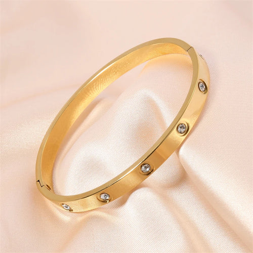 1pc Titanium Steel Gold Bracelet, Fashionable Classic Style, Stainless