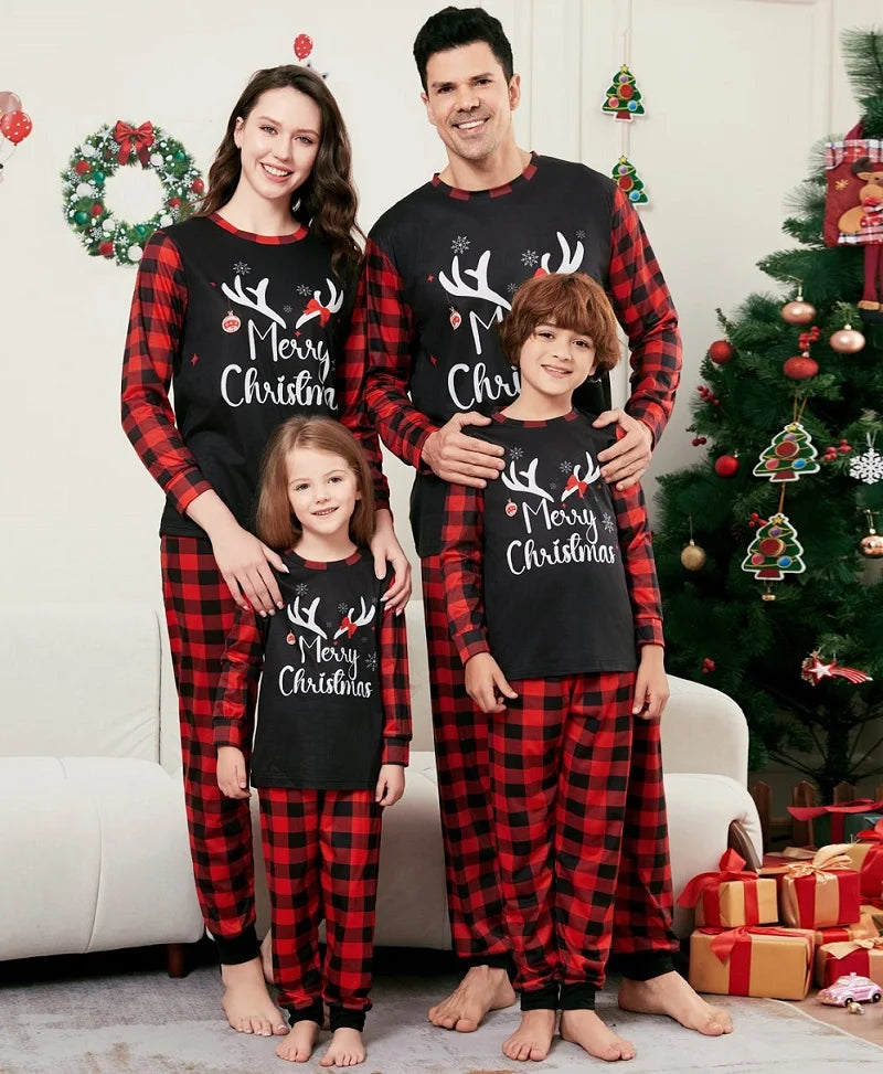 2025 Christmas Family Matching Pajamas Merry Xmas Deer Print Kid Baby