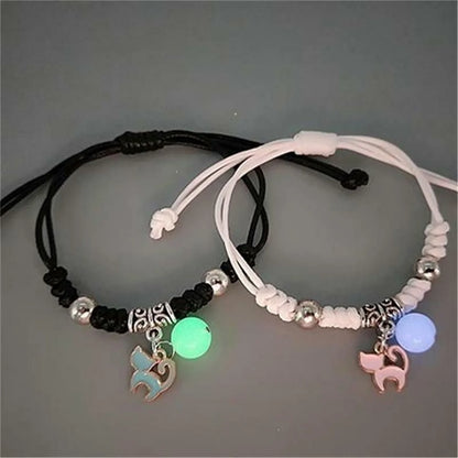 Fashion Luminous Beads Star Couple Bracelet For Women Men Charm Cat