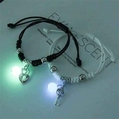 Fashion Luminous Beads Star Couple Bracelet For Women Men Charm Cat