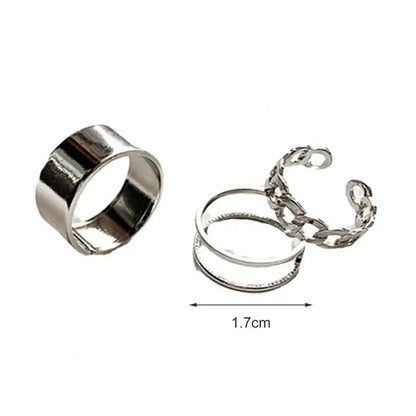 3Pcs Women Rings Geometric Opening Adjustable Jewelry Korean Style