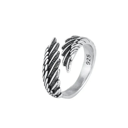 Silver Color Hip Hop Vintage Couples Creative Wings Open Rings For