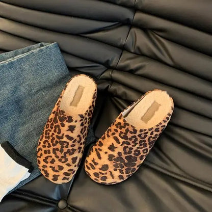 Winter Woman Slipper Shoes Loafers Slides Cover Toe Platform Pantofle
