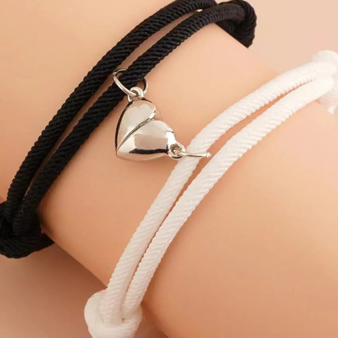 2 Piece Color Black White Hand Rope Love Magnetic Couple Good Friend