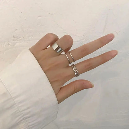 3Pcs Women Rings Geometric Opening Adjustable Jewelry Korean Style