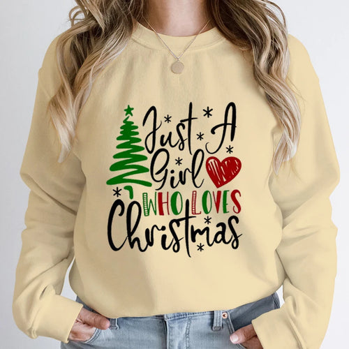 Just A Girl Who Loves Christmas Print Pullovers Women Fashion Pure