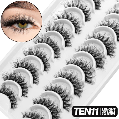 GROINNEYA 5/10 pairs 3D Mink Lashes Faux Mink Fluffy Lash Soft Full