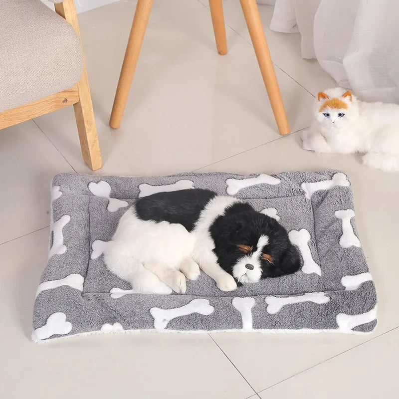 "Reversible Plush Pet Mat: Cozy Bed & Blanket for Cats and Small Dogs"