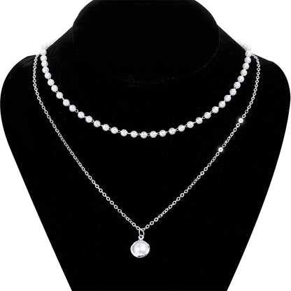 European Vintage Beaded Pearl Choker Necklace for Women Girls Simple