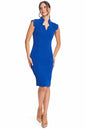 Point De Vu Dress  - Sleeveless notch neck midi sheath dress