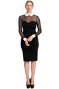 Tuxedo Illusion Dress - Black & white midi dress with mesh sleeves,