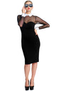 Tuxedo Illusion Dress - Black & white midi dress with mesh sleeves,