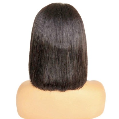 Straight Bob Human Hair Wigs with Bangs for Black Women Brazilian Full